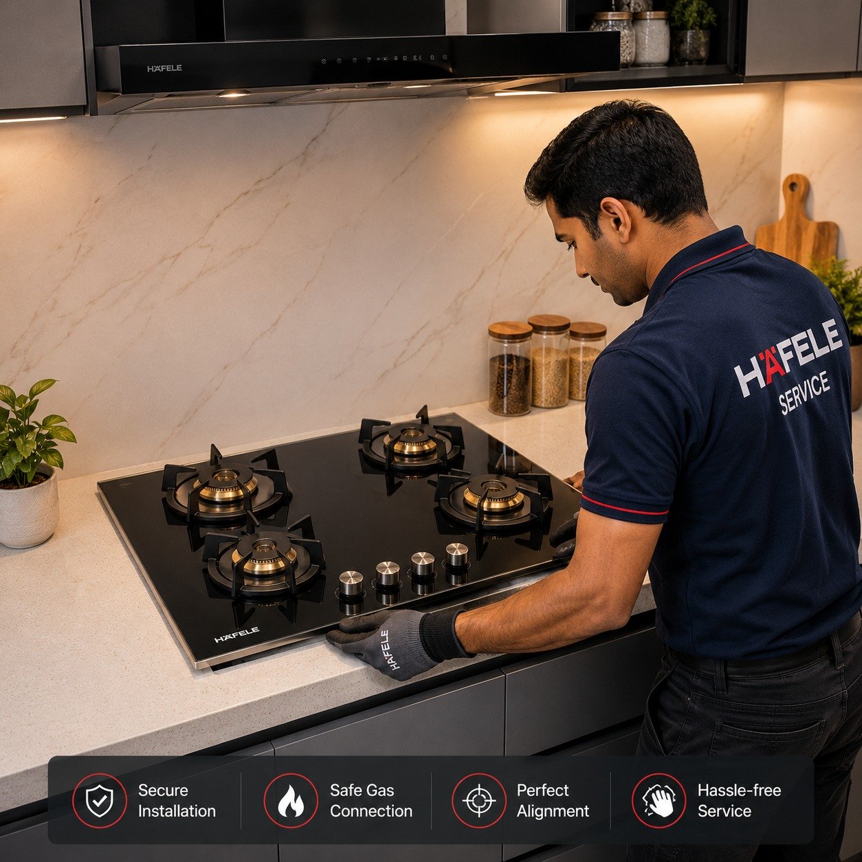 4-Burner Glass Top Setup