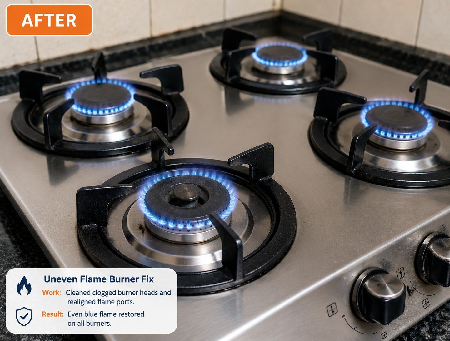After: Uneven Flame Burner Fix