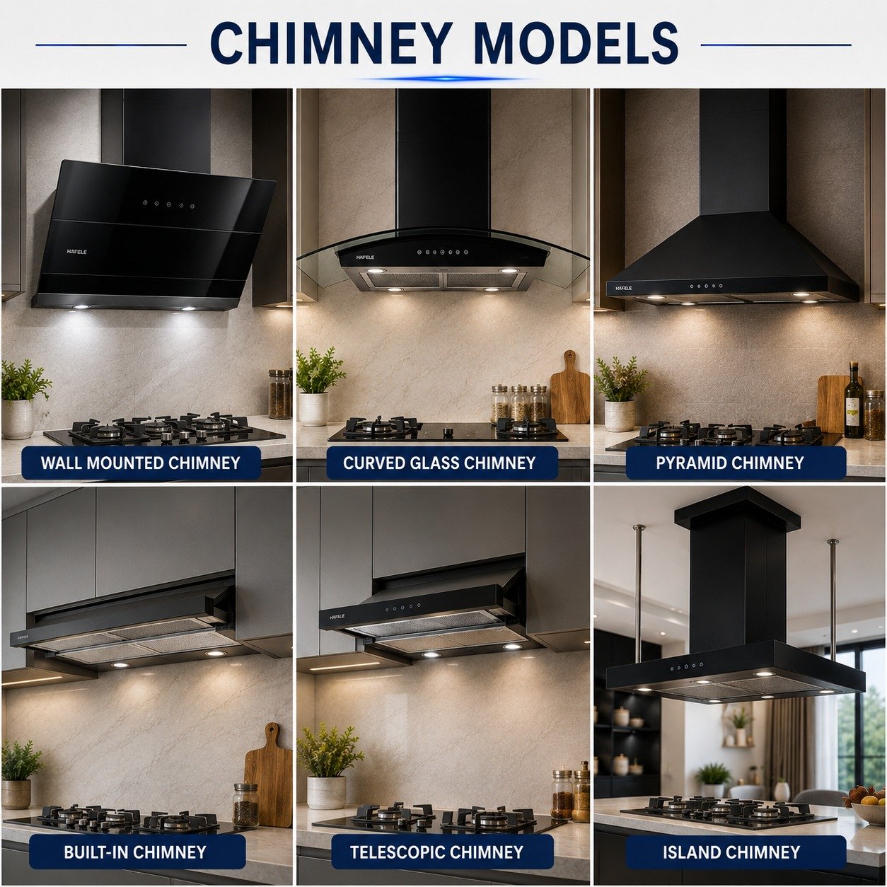 Different kitchen chimney models