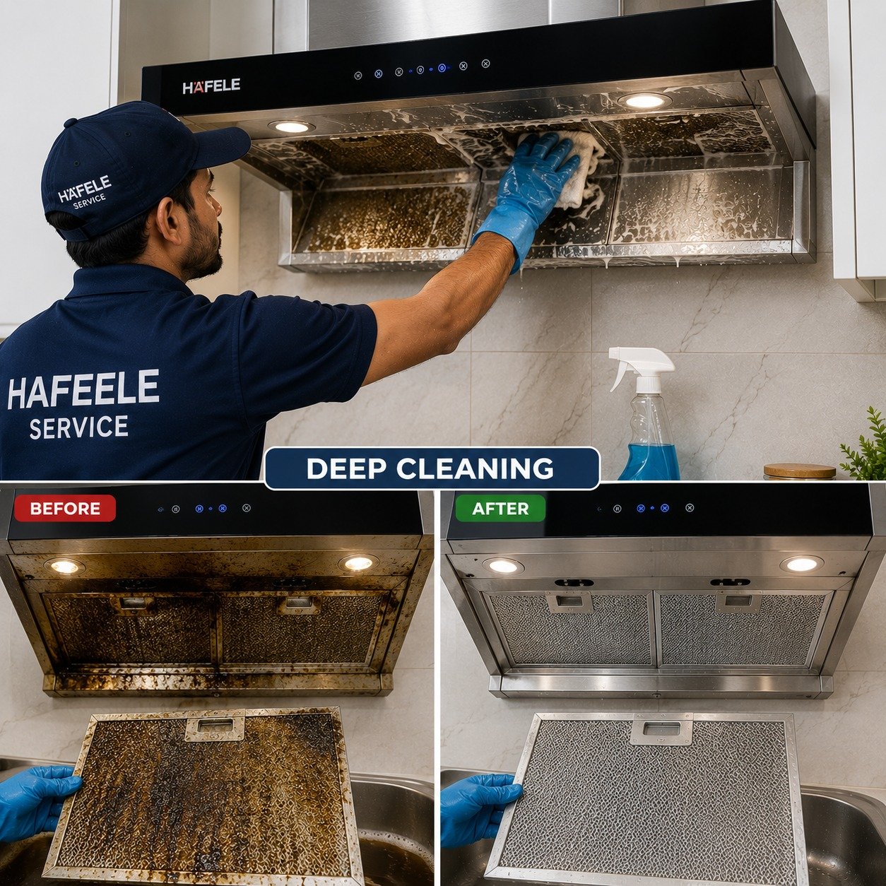 Technician performing deep chimney cleaning