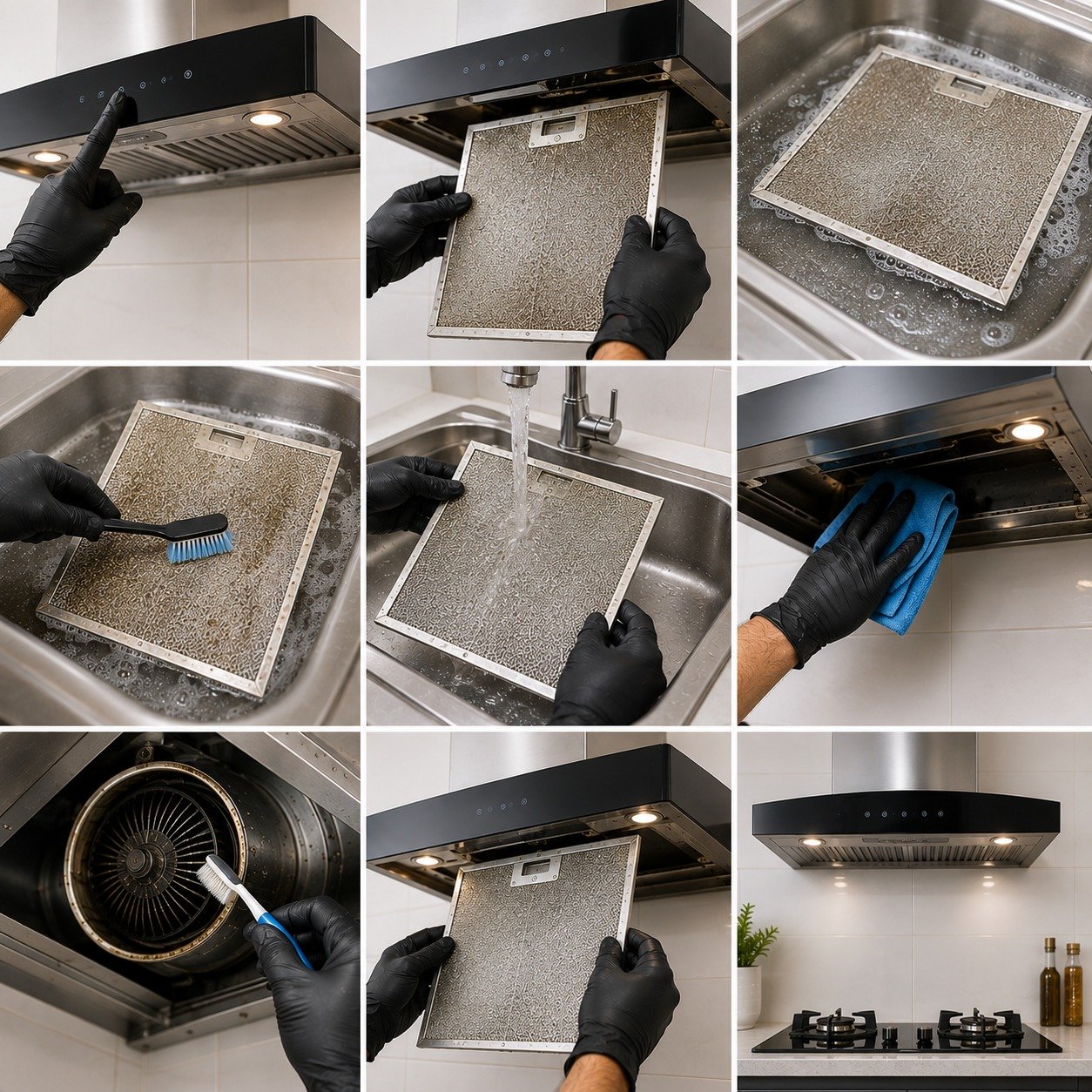 Technician cleaning chimney step by step